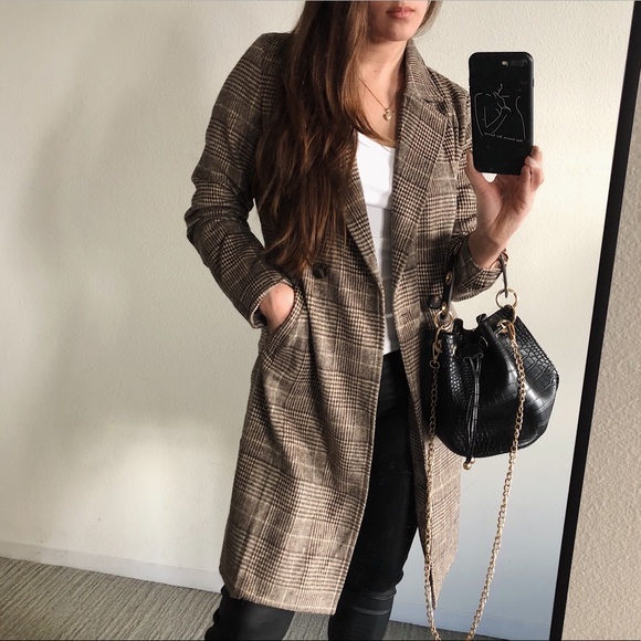 Plaid Long Coat - Picture 2 of 6